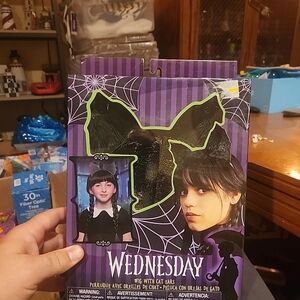 Wednesday Addams Kids Costume Wig with Cat Ears